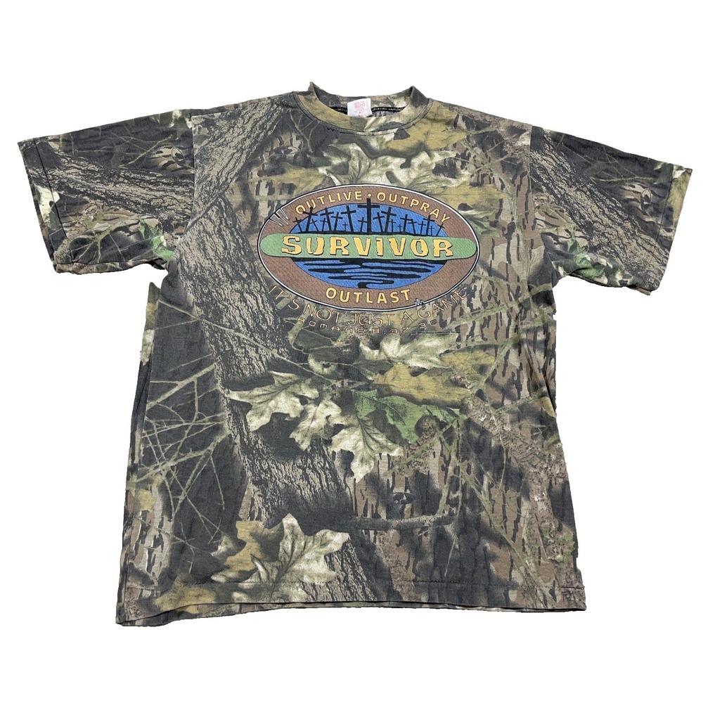 Vintage Jesus Shirt Men Medium Camo Tee Single Stitch Survivor Made USA 90s